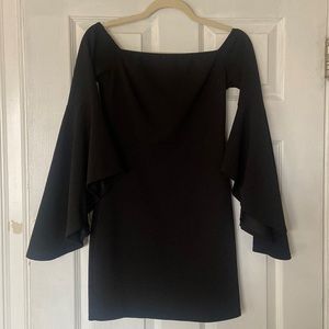 Windsor off the shoulder body con dress with ruffled sleeves